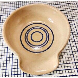 Marshall Pottery Spoonrest Tommy Humphries Vintage Blue And Cream Clay Pottery